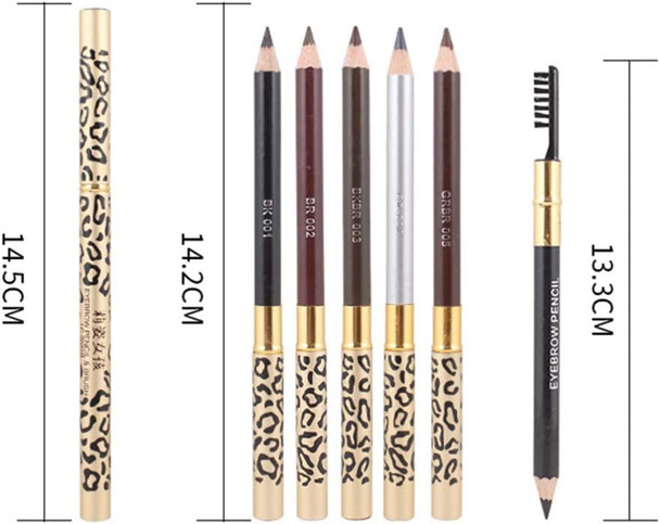 SOLUSTRE 2pcs Eyebrow Pencil Double- end Long Lasting 2- in- 1 Professional Waterproof Eyebrow Pencil with Brush for Lady (Grey)