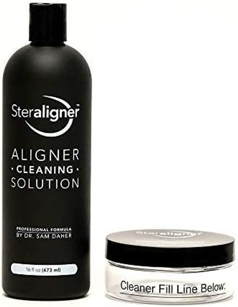 Steraligner Aligner Tray Cleaning Solution and Sterasmile On the Go Foam Whitening Solution Aligner Cleaner by Steraligner Combo pack