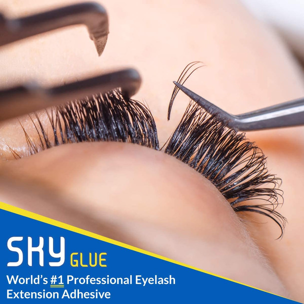 Super Strong Eyelash Extension Glue SKY S+ 5ml - Professional Black Bonding Adhesive for Long Lasting Semi Permanent Individual Lash Extensions - 1-2s Fast Drying / 6-7 Week Retention