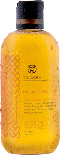 Teadora Nourishing Bath and Body Oil - Rainforest At Dawn, 8 Fluid Ounce