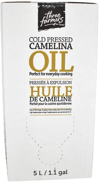 Three Farmers  Camelina Oil | Cold-Pressed Original | 5 Litre Bag in Box | Gluten Free | Vegan | Kosher | Non-GMO | Nut Free
