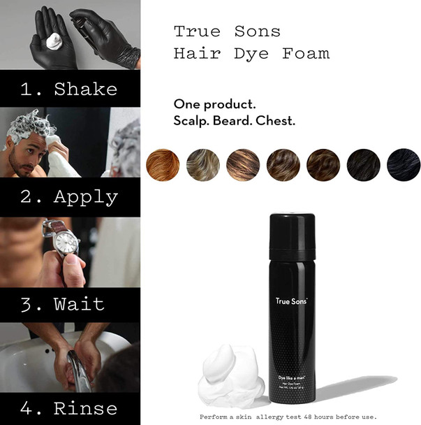 True Sons Hair Dye for Men (Light Brown) - With Instant Dye Booster Applicator for Grey Hair Color - Complete Hair Dye Kit for Natural Look - Mustache and Beard Hair Dye (1.75 oz) 4-6 Applications