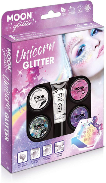 Unicorn Glitter Kit by Moon Glitter - 100% Cosmetic Glitter for Face, Body, Nails, Hair and Lips