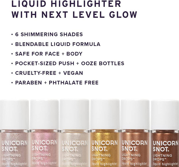 Unicorn Snot Lightning Drops - Liquid Highlighter & Blush Makeup - Face Contour, Eyeshadow, Body Shimmer & Glitter - Vegan & Cruelty Free (NYMPH)