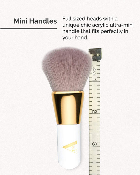 Veil Cosmetics Pro On The Go 5 Piece Makeup Brush Set | Vegan Travel Size Professional Makeup Brushes | 100% Synthetic Bristles