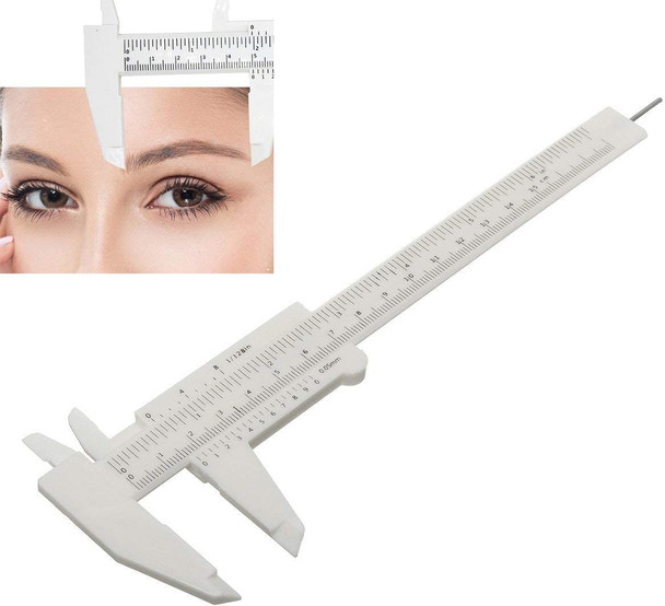 Vernier Caliper Waterproof Plastic Eyebrow Permanent Makeup Ruler Students Experimental Measurement Tools For Permanent Makeup Tattoo Eyebrow Line Lip