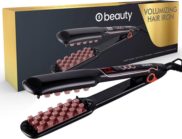 Volume Iron for Hair, Luxury Volume, Easy to Use,Hair Straightener Brush, Volumizing Hair, Hair Styler, Volumizing, Hair Tools, Hair Volume, Volumizer, o1beauty (BLACK)