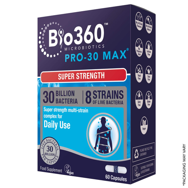 Bio360 Pro-30 MAX (30 Billion Bacteria)|from Natures Aid | 60 Capsules