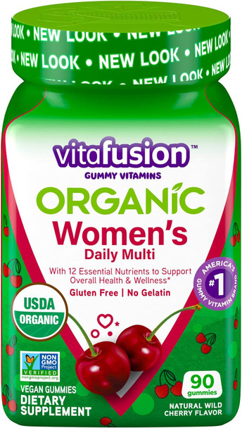 Vitafusion Jumbo Size Bottle Women’s Gummy Multivitamin Vegetarian Dietary Supplement - 90 Count - Non-GMO, Gluten-Free, No Gelatin, No HFCS - Excellent Source of 12 Essential NUTRIENTS