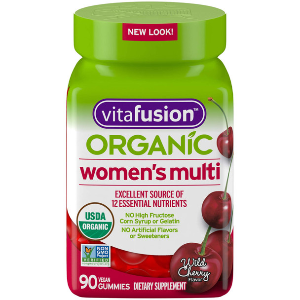 Vitafusion Jumbo Size Bottle Women’s Gummy Multivitamin Vegetarian Dietary Supplement - 90 Count - Non-GMO, Gluten-Free, No Gelatin, No HFCS - Excellent Source of 12 Essential NUTRIENTS