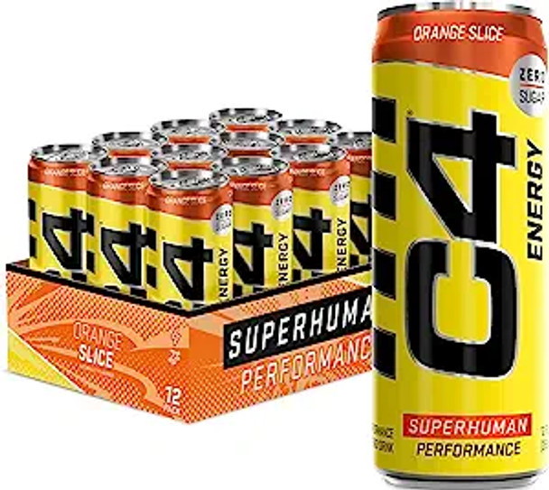 C4 Original Sugar Free Energy Drink | Orange Slice | Pre Workout Performance Drink With No Artificial Colors Or Dyes,12 Fl Oz (Pack Of 12)