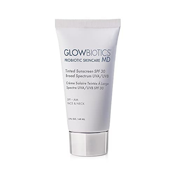 GLOWBIOTICS MD, Tinted Sunscreen SPF 30 Broad Spectrum UVAUVB Mineral Sunscreen Color Good For All Skin Types, Silver, 2 Fl Oz