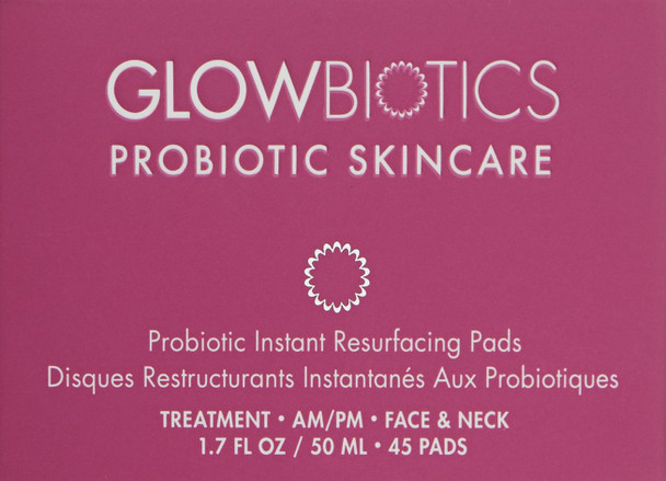 GLOWBIOTICS - Probiotic Instant Resurfacing Pads Gentle Facial Exfoliating Pads with Vitamin C - For All Skin Types (45 Pads)