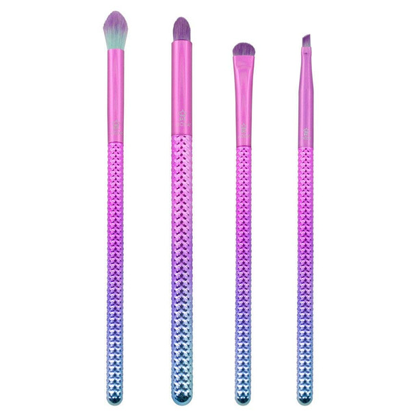 MODA Full Size Prismatic Smoky Eye 5pc Makeup Brush Set with Pouch, Includes, Crease, Smoky Eye Brush, Smudger, and Angled Eyeliner Brushes, Pink -Teal Ombre