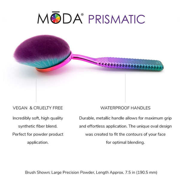 MODA Full Size Prismatic Precision Powder 2pc Oval Makeup Brush Set, Includes - Large Precision Powder, Small Precision Powder Brushes