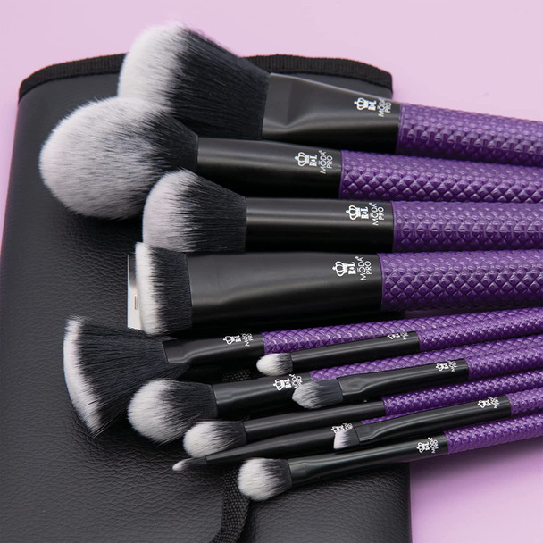 MODA Pro Full Face 13PC Makeup Brush Set with Travel Pouch (Purple)