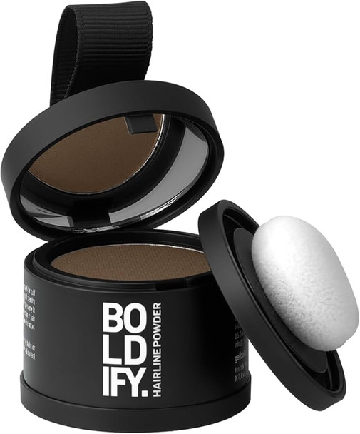 BOLDIFY Hairline Powder Instantly Conceals Hair Loss Root Touch Up Hair Powder Hair Toppers for Women & Men Hair Fibers for Thinning Hair Root Cover Up Stain-Proof 48 Hour Formula (Dark Brown)
