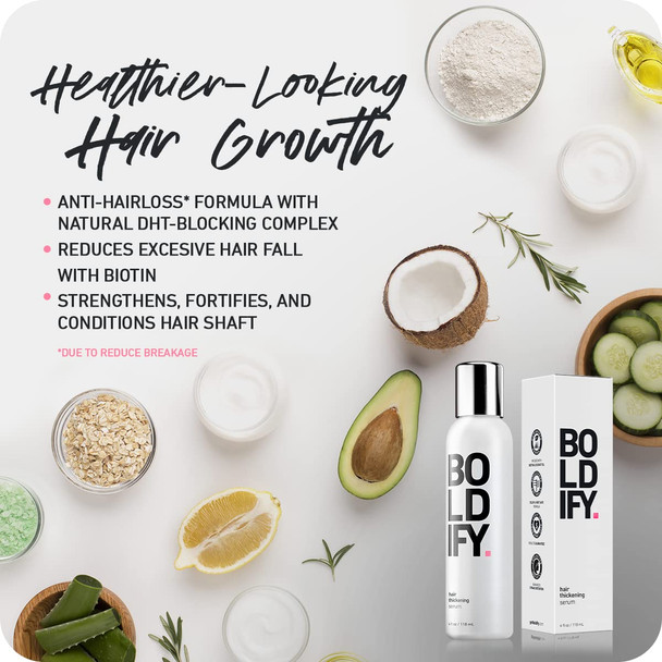 Hairline Powder (Auburn) + Hair Thickening Serum 4oz: Boldify Bundle: Root Touchup Hair Loss Powder and For Thicker Hair Day One.