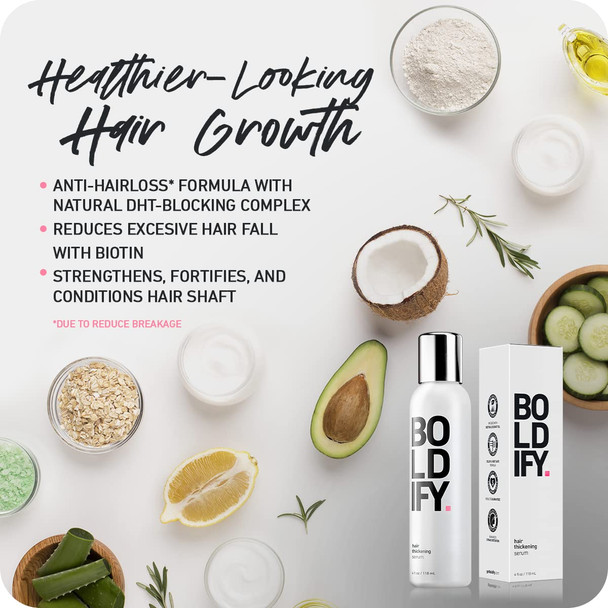 Hairline Powder (Auburn) + Hair Thickening Serum 8oz: Boldify Bundle: Root Touchup Hair Loss Powder and For Thicker Hair Day One.