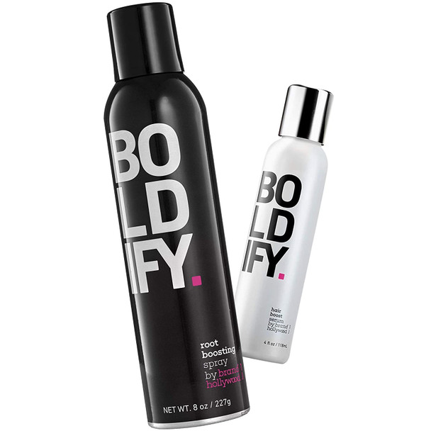 Boldify Root Boost Spray + Serum Smooth & Boost Bundle: Incredible Lift, Root Boost & Volume for Fine Hair & Leave-In Conditioner, Thermal Protectant