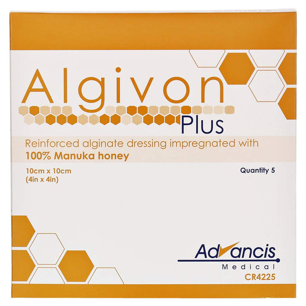 Algivon Plus Manuka Honey Alginate Square Wound Dressing, 10 x 10 cm