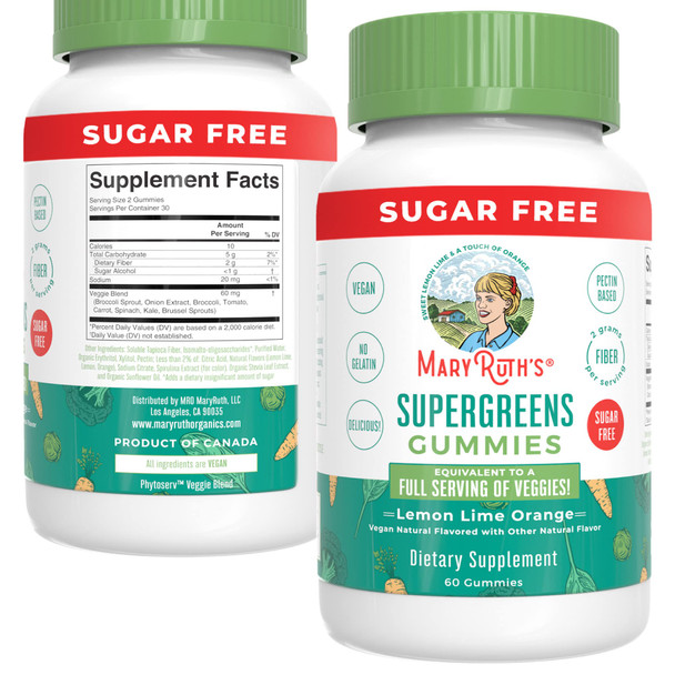 MaryRuth's Super Greens Gummies Sugar Free 60 Count