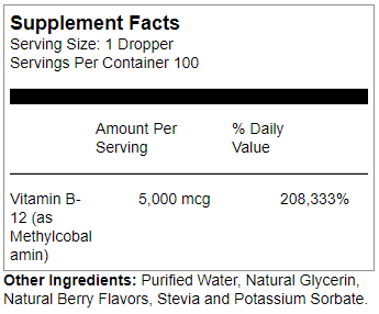 Natures Life B-12 Drops, Methlycobalamin Wildberry 2oz 5000mcg