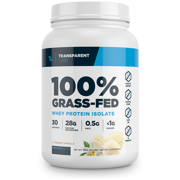 Transparent labs 100% Grass-Fed Whey Protein Isolate French Vanilla flavor 955 Grams