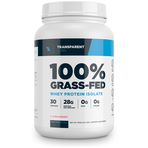 Transparent labs 100% Grass-Fed Whey Protein Isolate Strawberry flavor 974 Grams