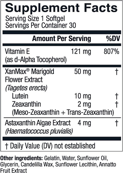 Eye Vitamins Select AREDS 2 Ingredients with Vitamin E Eye Health Supplement 30 Softgels