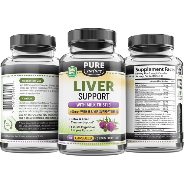 Liver Support, Detox & Repair Formula  Milk Thistle Supplement 60 Count - 20% Discount