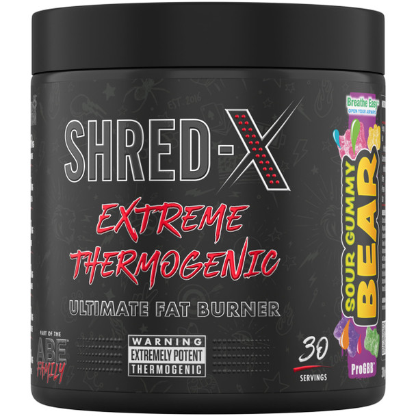 Applied Nutrition Shred X Thermo Powder  Weight Loss Fat Burner with Green Tea L Carnitine Theanine Tyrosine, Thermogenic Energy Detonator Supplement, Shred-X 300g - 30 Servings (Sour Gummy Bear)