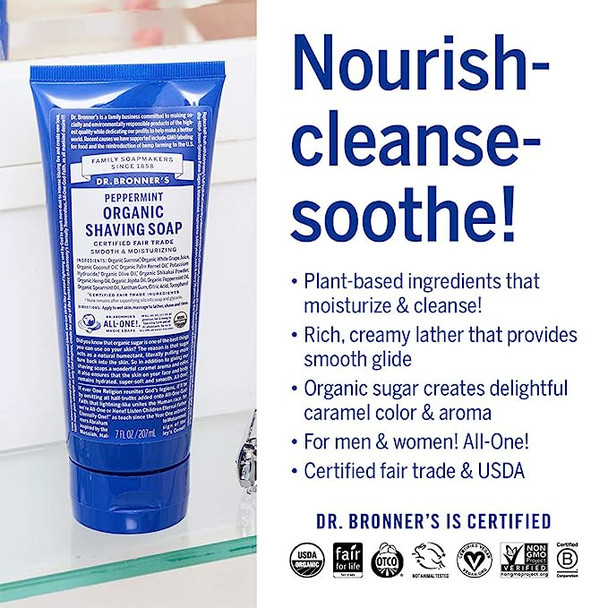 Dr Bronner Organic Shaving Soap Gel Peppermint