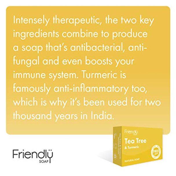 Friendly Soap Handmade Natural Tea Tree & Turmeric Soap - Silky Therapeutic Antibacterial 95g