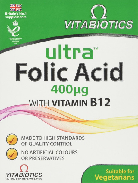 Vitabiotics Ultra Folic Acid Tablets, 60-Count