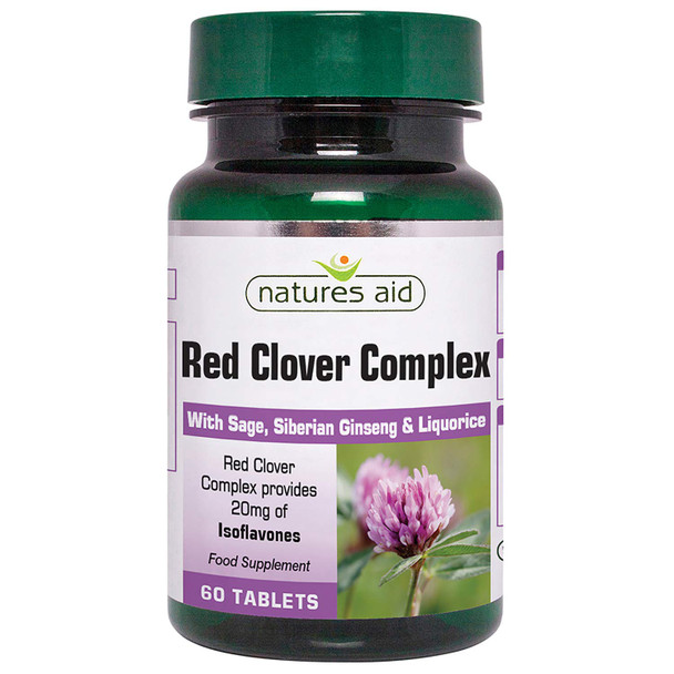 Natures Aid Red Clover Complex, Isoflavones with Sage, Siberian Ginseng & Liquorice, Vegan, 60 Tablets