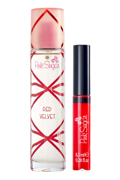 Aquolina Pink Sugar Red Velvet Gift Set 50ml EDT + 8.5ml Lip Gloss - Red