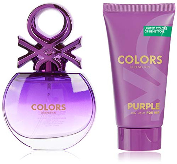 Colors De Benetton Purple For Her Giftset Eau de Toilette Spray and Body Lotion 0.33 kg