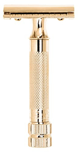 Dovo Merkur Safety Razor With Sample Blade - Gold Plated 34G HD