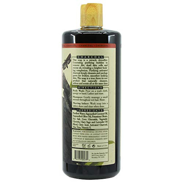 Dr Jacobs Naturals Liquid Castile Soap Body Wash - Charcoal 946ml