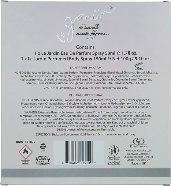 Eden Classic Le Jardin 2 Piece Gift Set: Eau De Parfum 100ml - Body Spray 150ml