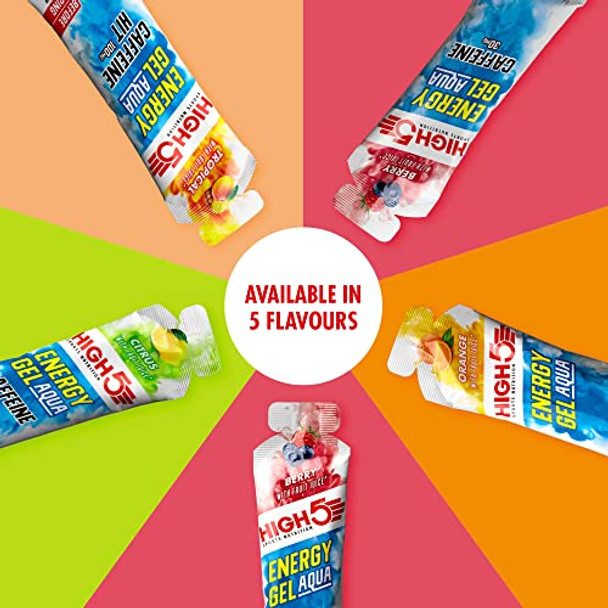 HIGH5 Energy Gel Aqua Caffeine Hit Liquid Quick Release Energy On The Go From Natural Fruit Juice (Tropical 20 x 66g)