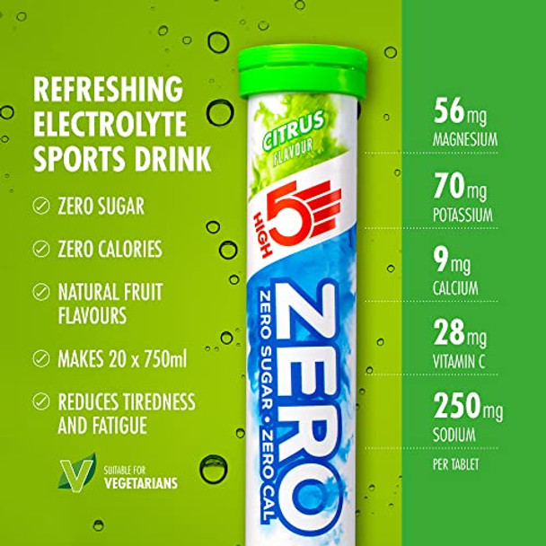 HIGH5 ZERO Electrolyte Hydration Rehydration Tablets Added Vitamin C (Citrus 8x20 Tablets)