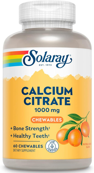 Solaray - Calcium Citrate, 1000mg, Natural Orange Flavor, 60 Chewables