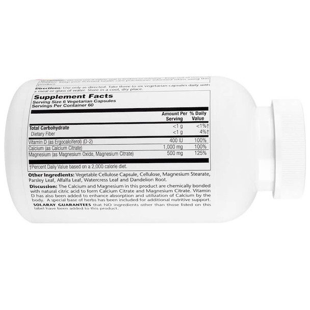 Solaray - Cal-Mag Citrate, 400 IU Vitamin D, 360 Vegetarian Capsules