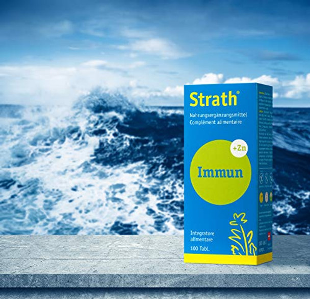 Strath Immun | Food Supplement with Natural zinc | Normal Immune System Function Protection Against oxidative Stress | Packaging Size 100 Tablets