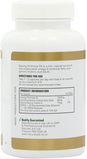 Natures Aid Evening Primrose Oil (Cold Pressed), 1000mg, 90 Capsules