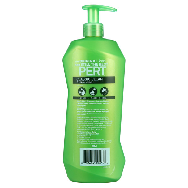 Pert Classic Clean Shine Enhancing 2 in 1 Shampoo Plus Conditioner, 33.8 fl oz