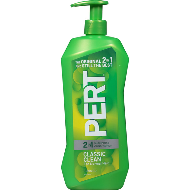 Pert Classic Clean Shine Enhancing 2 in 1 Shampoo Plus Conditioner, 33.8 fl oz