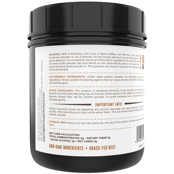 Left Coast Performance Bone Broth Protein Powder Chocolate 16 OZ